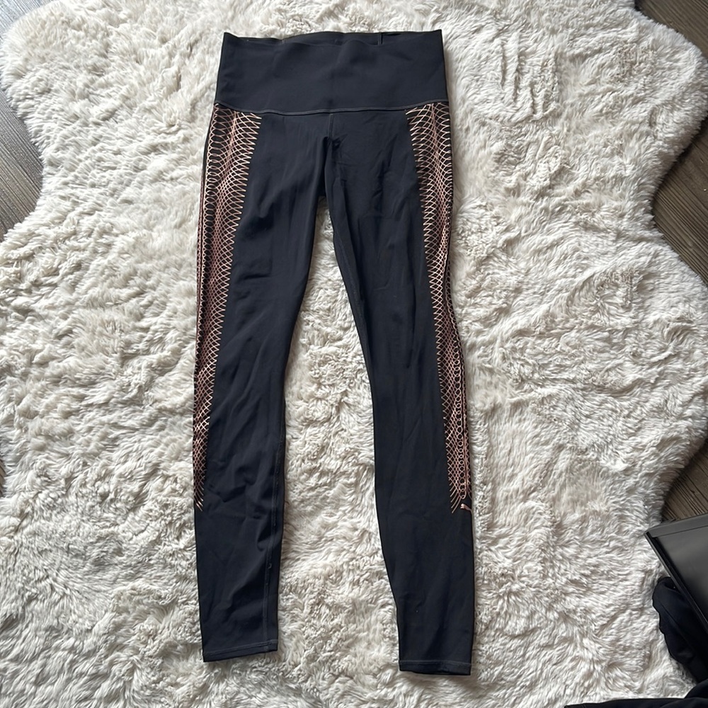 Puma rose gold accent black performance leggings